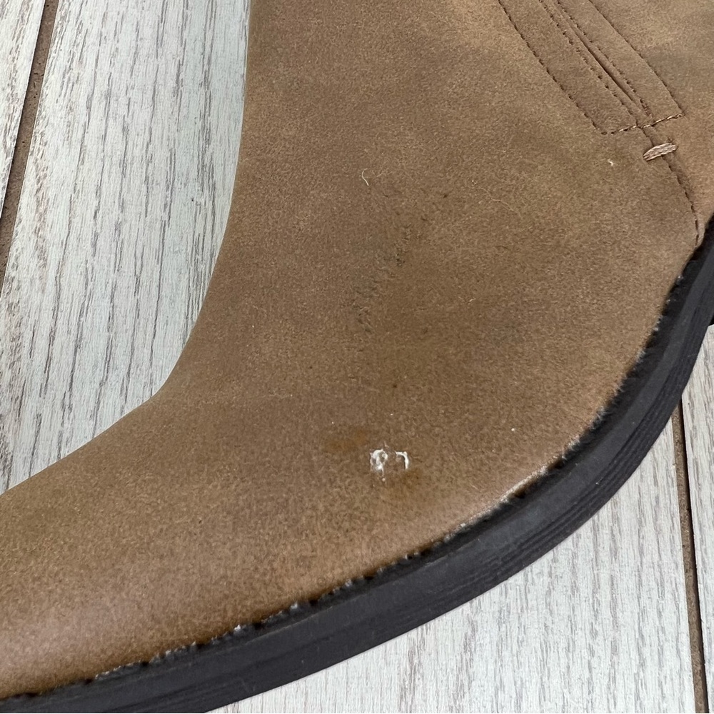 Sun + Stone Cadee Ankle Zipper Booties 6.5M Tan Brown Faux Leather $50 - Picture 2 of 5